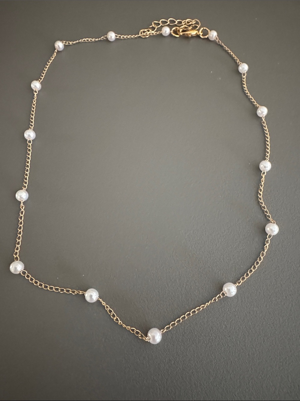 Goldtone faux Pearl Station Necklace - Women Jewelry